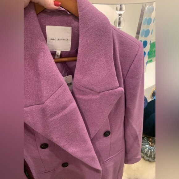 💗Anthropologie💗 Avec Les Filles Double Breasted Lavender Long Coat - Picture 3 of 3